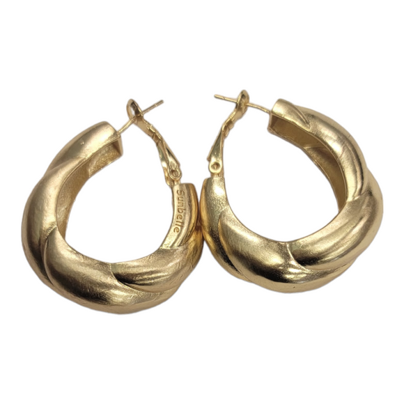 Large Golden Celebration Stainless Steel Hoop Earring for Women